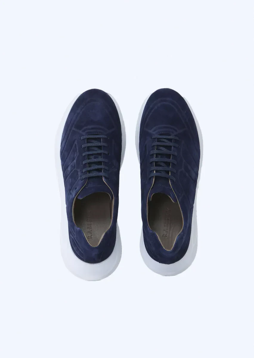 Navy Blue Suede Sport Sneaker - 6