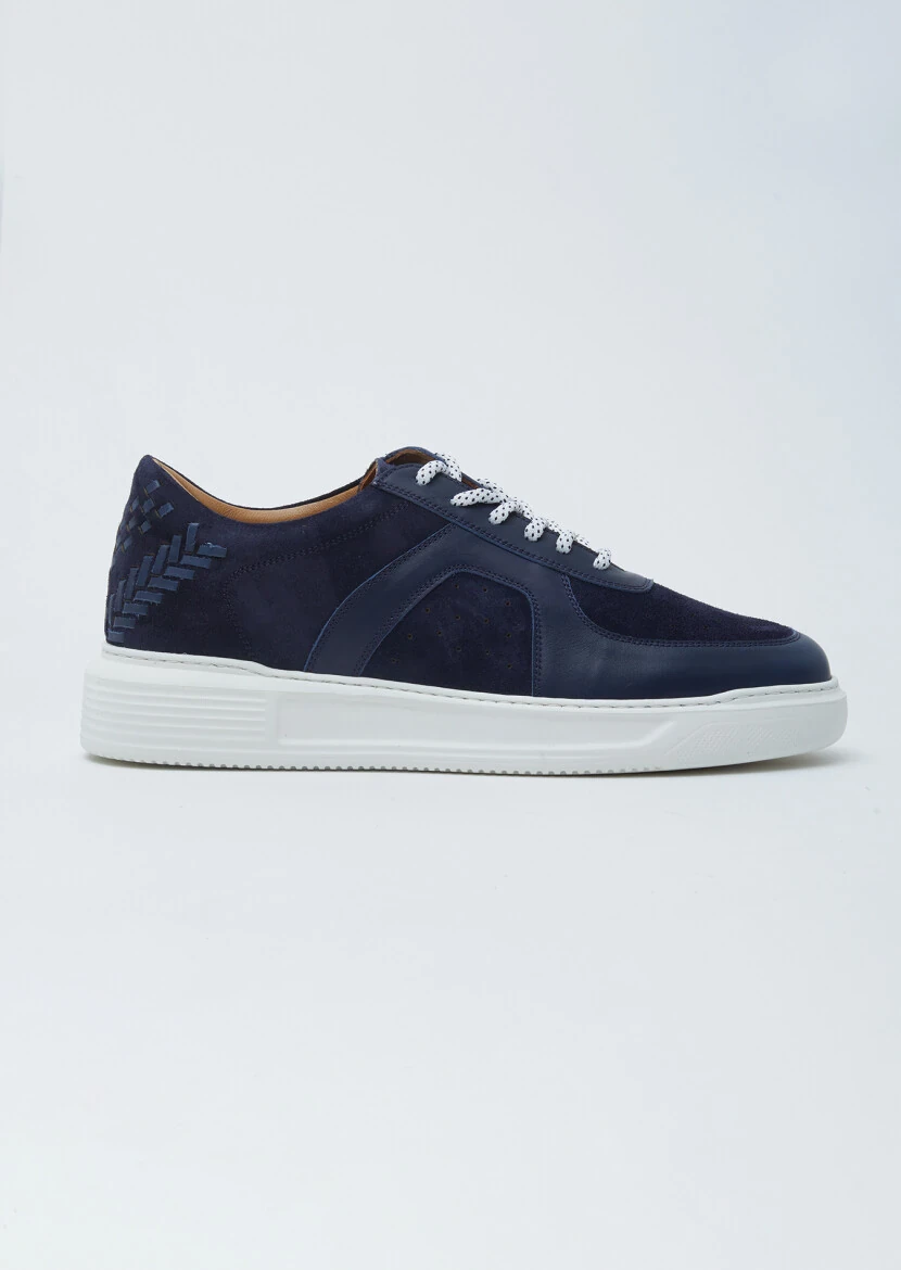 Navy Blue Suede Sport Sneaker - 1