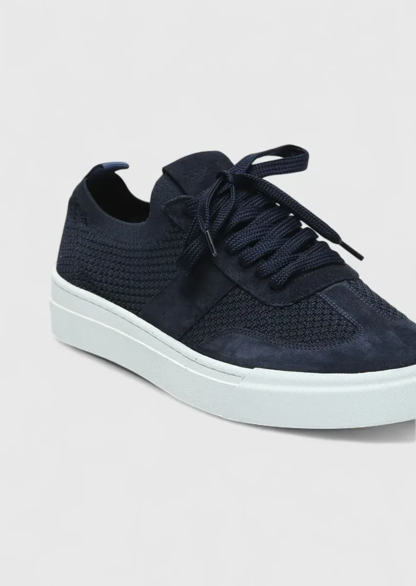 Navy Blue Suede Sport Sneaker - 2