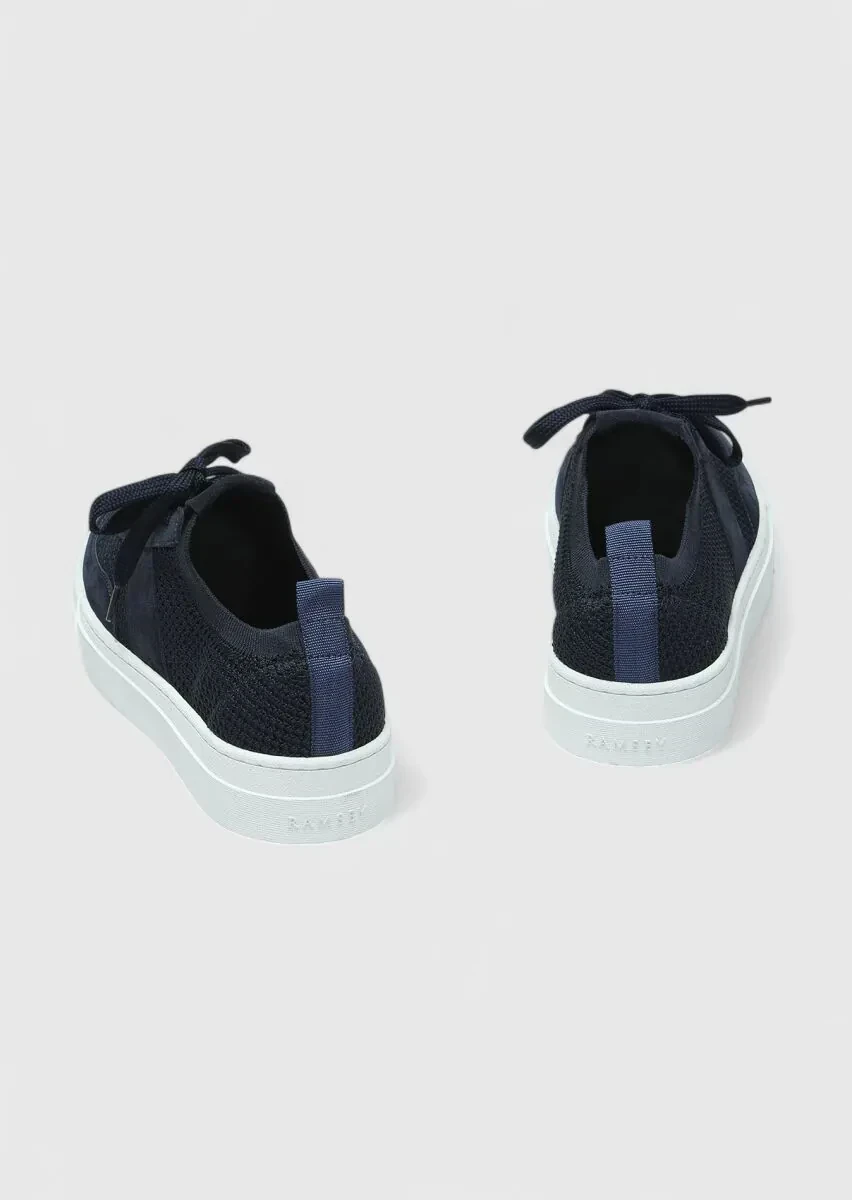 Navy Blue Suede Sport Sneaker - 5