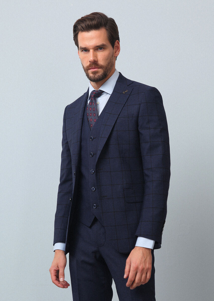 Navy Blue Suit With Waistcoat - 1