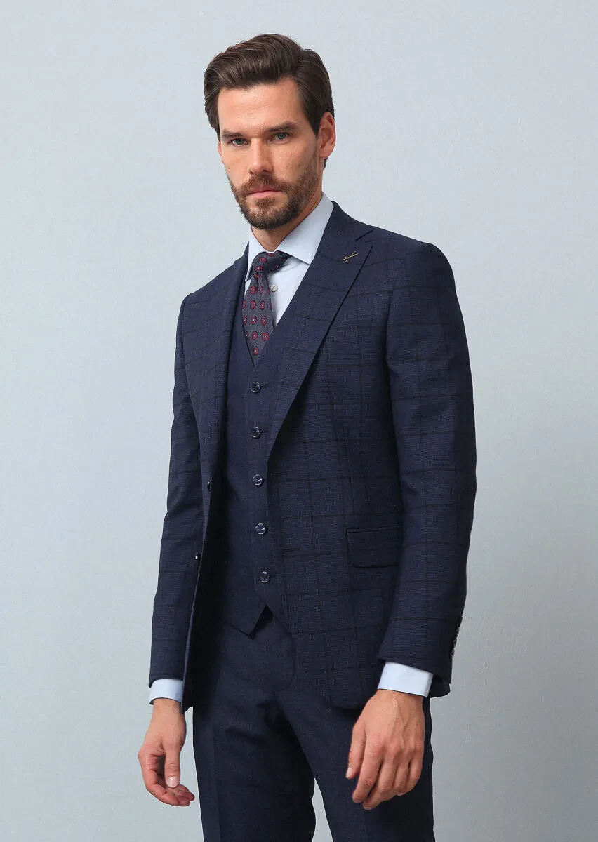 Navy Blue Suit With Waistcoat - 1