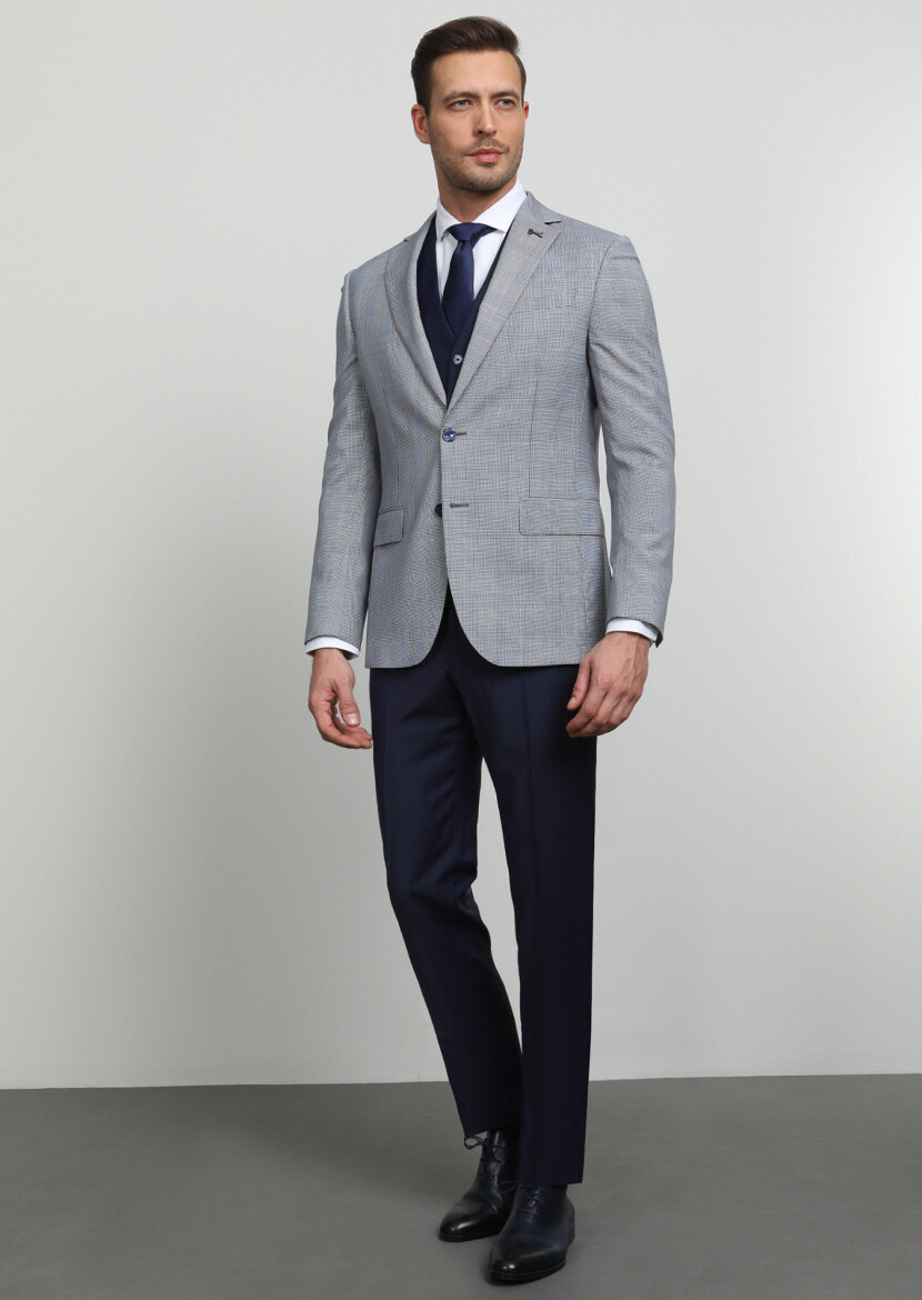 Navy Blue Suit With Waistcoat - 1