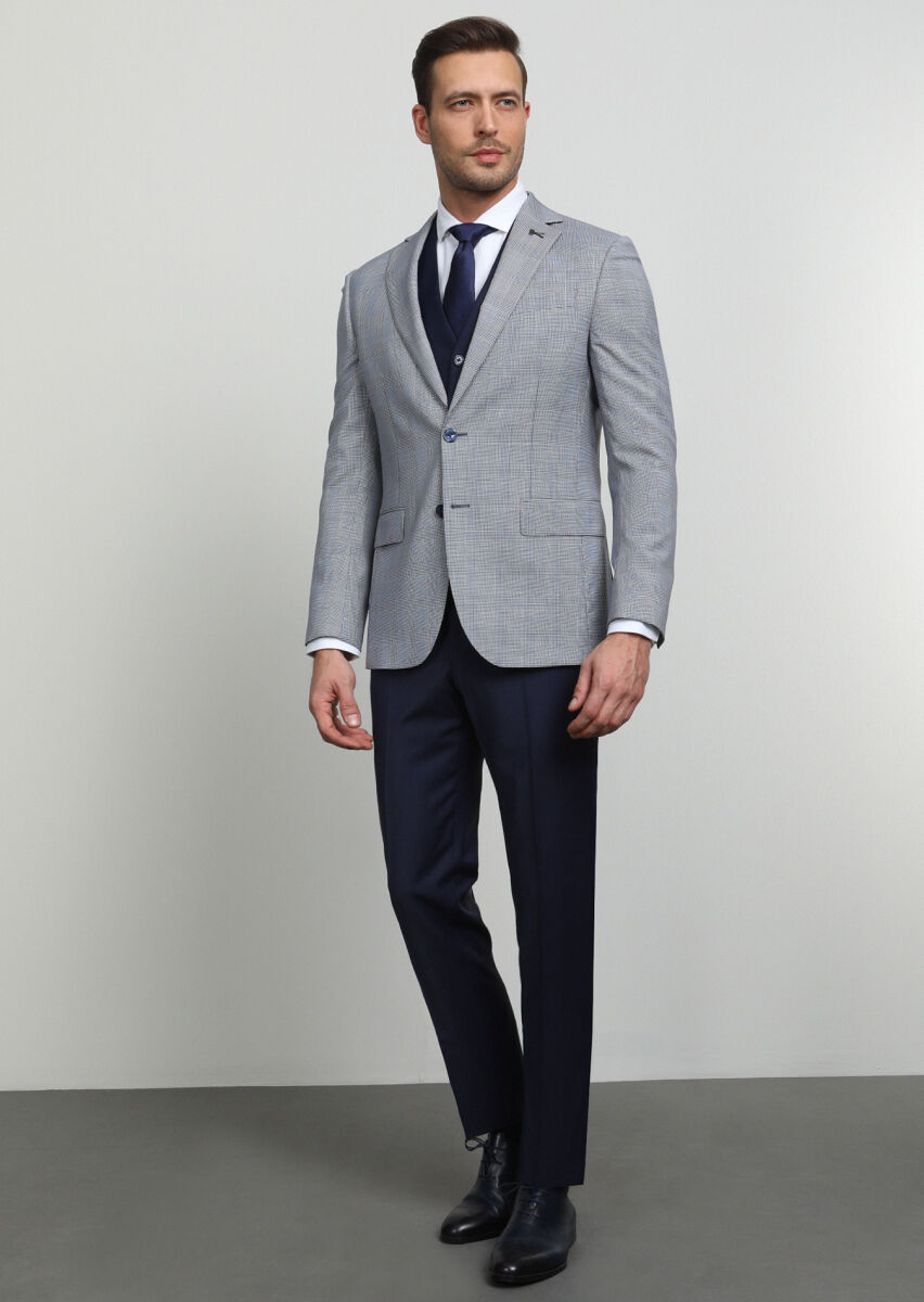 Navy Blue Suit With Waistcoat - 1