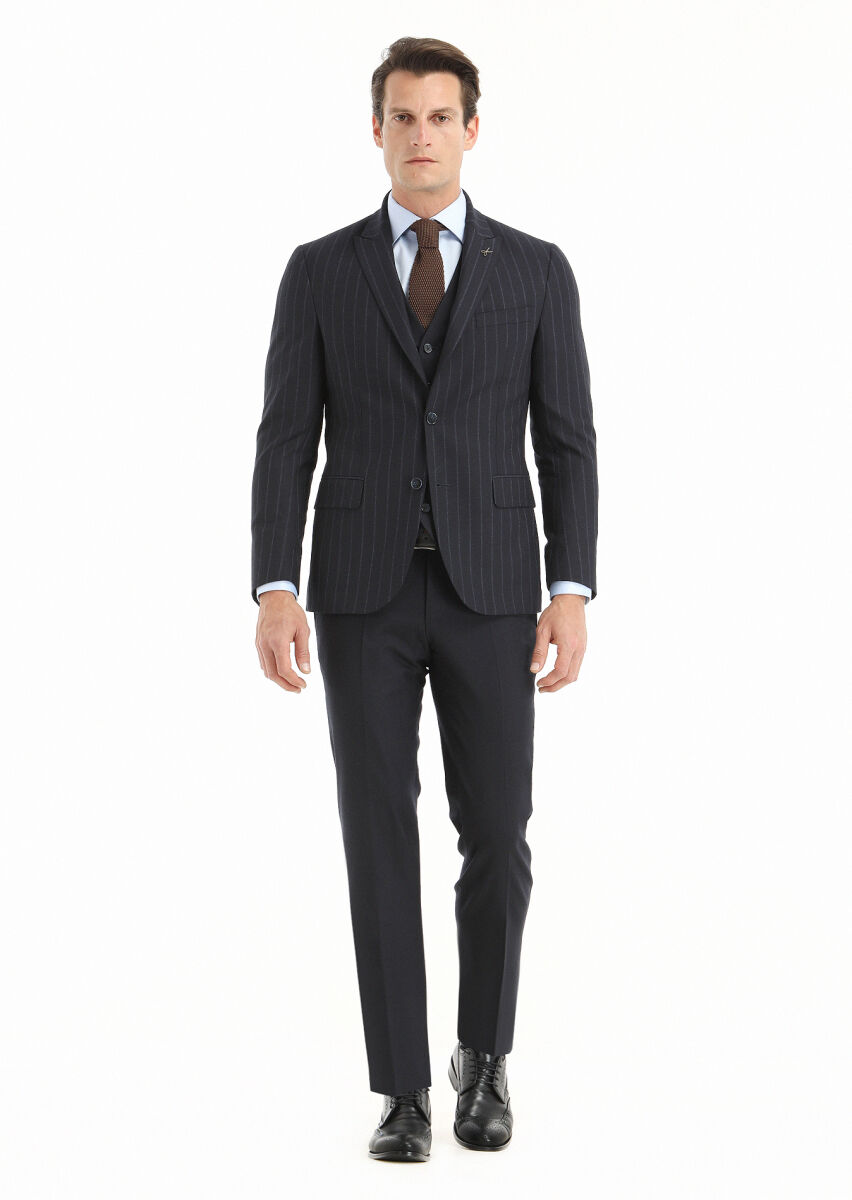 Navy Blue Suit With Waistcoat - 1