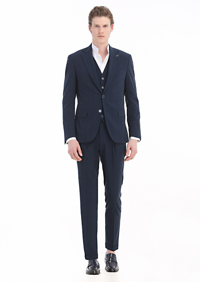 Navy Blue Suit With Waistcoat - 1