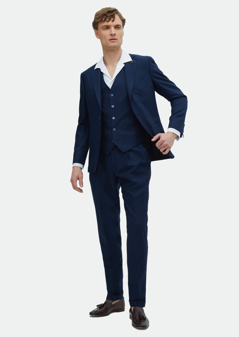 Navy Blue Suit With Waistcoat - 2