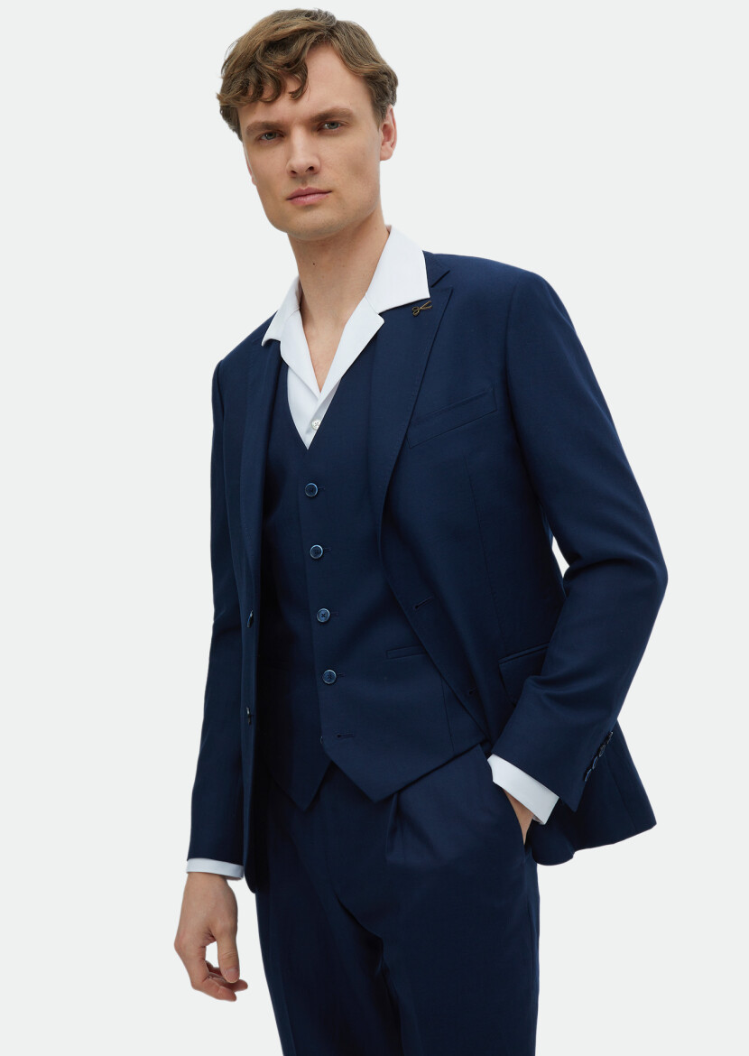 Navy Blue Suit With Waistcoat - 1