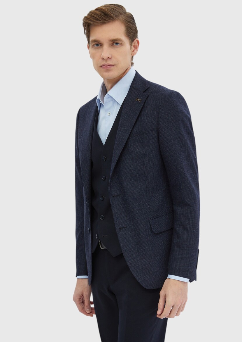 Navy Blue Suit With Waistcoat - 5