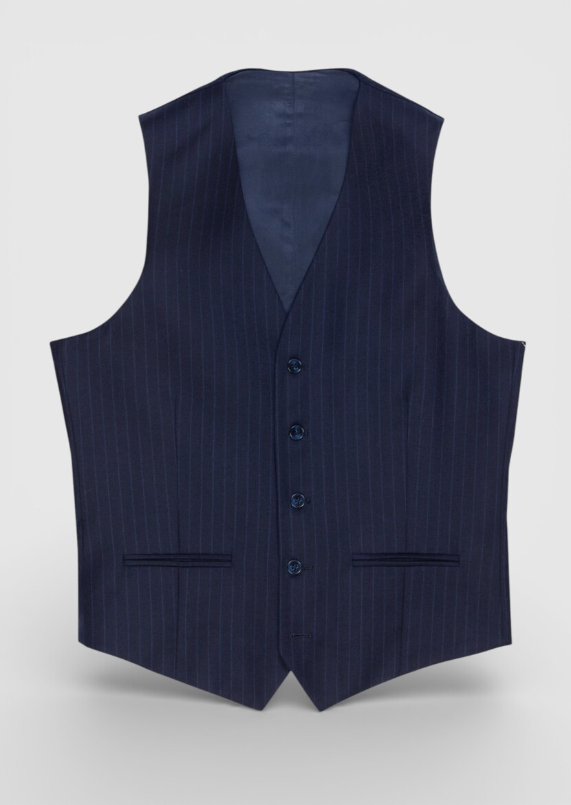 Navy Blue Suit With Waistcoat - 5