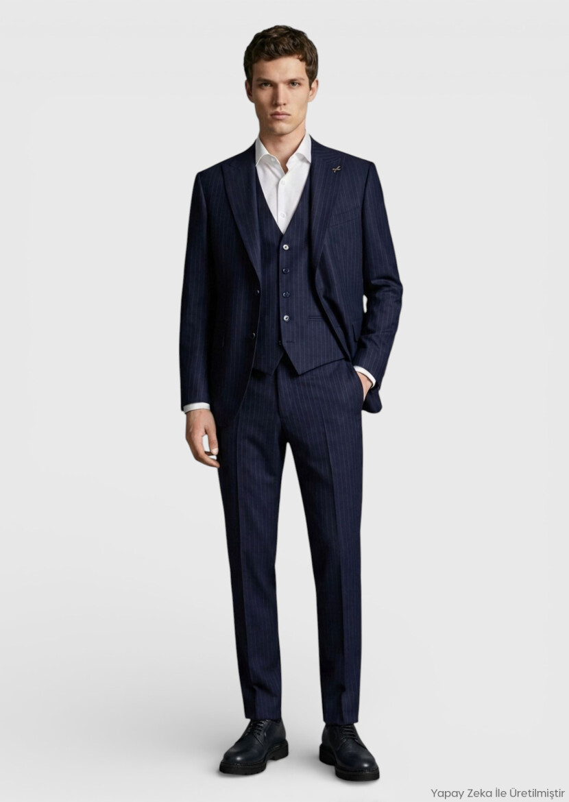 Navy Blue Suit With Waistcoat - RAMSEY