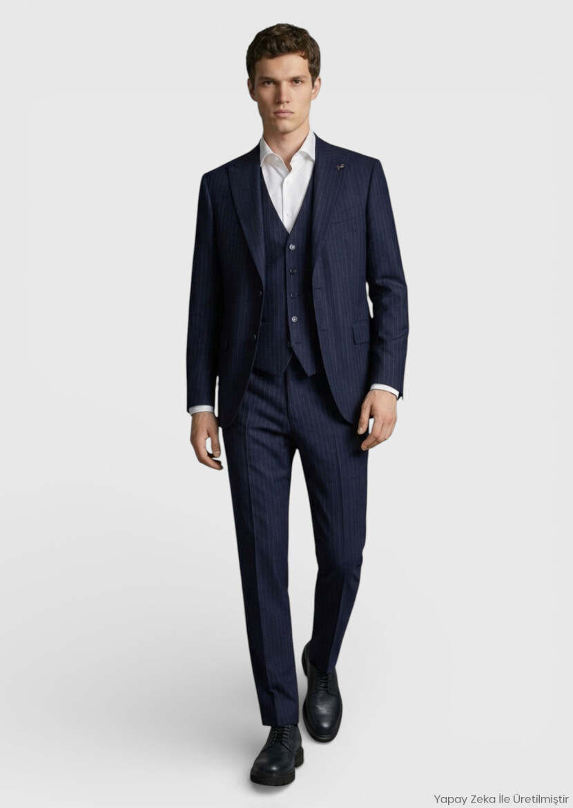 Navy Blue Suit With Waistcoat - RAMSEY