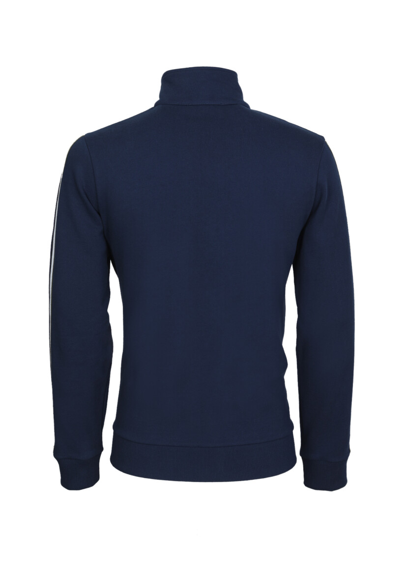 Navy Blue Turtleneck Plain Sweatshirt 
