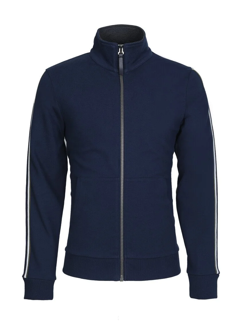 Navy Blue Turtleneck Plain Sweatshirt - 6