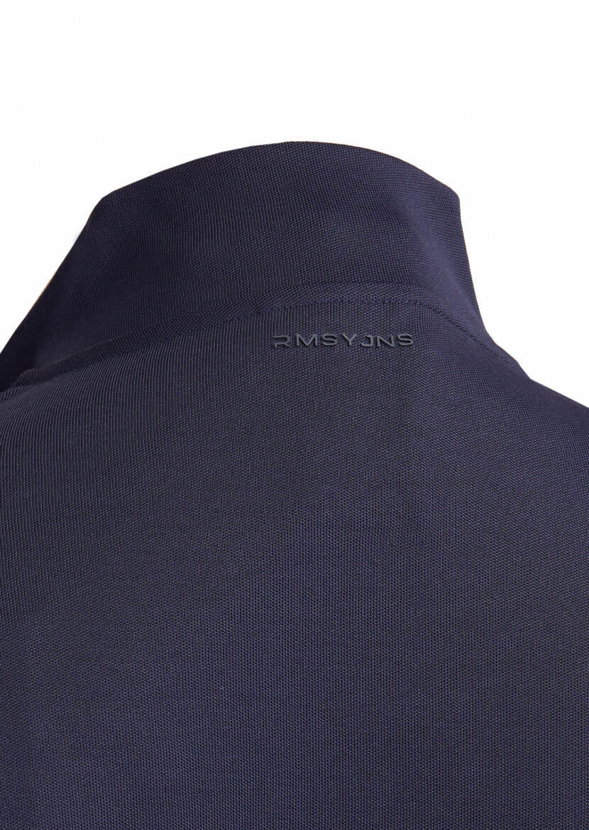 Navy Blue Turtleneck Plain Sweatshirt - 3