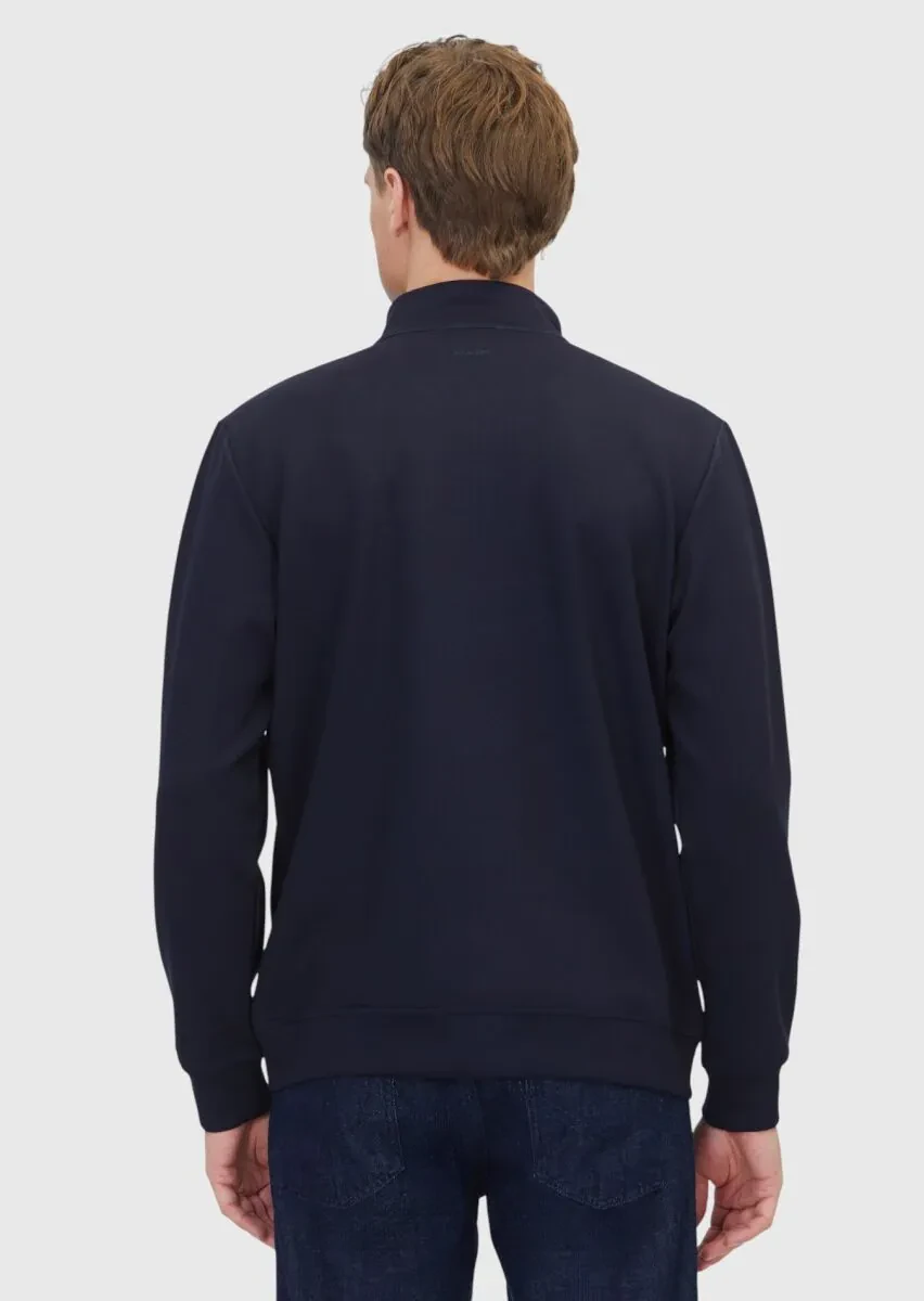 Navy Blue Turtleneck Plain Sweatshirt - 7