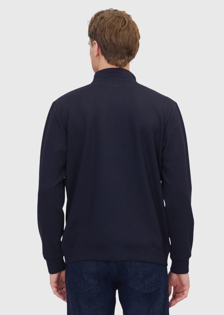 Navy Blue Turtleneck Plain Sweatshirt - 7