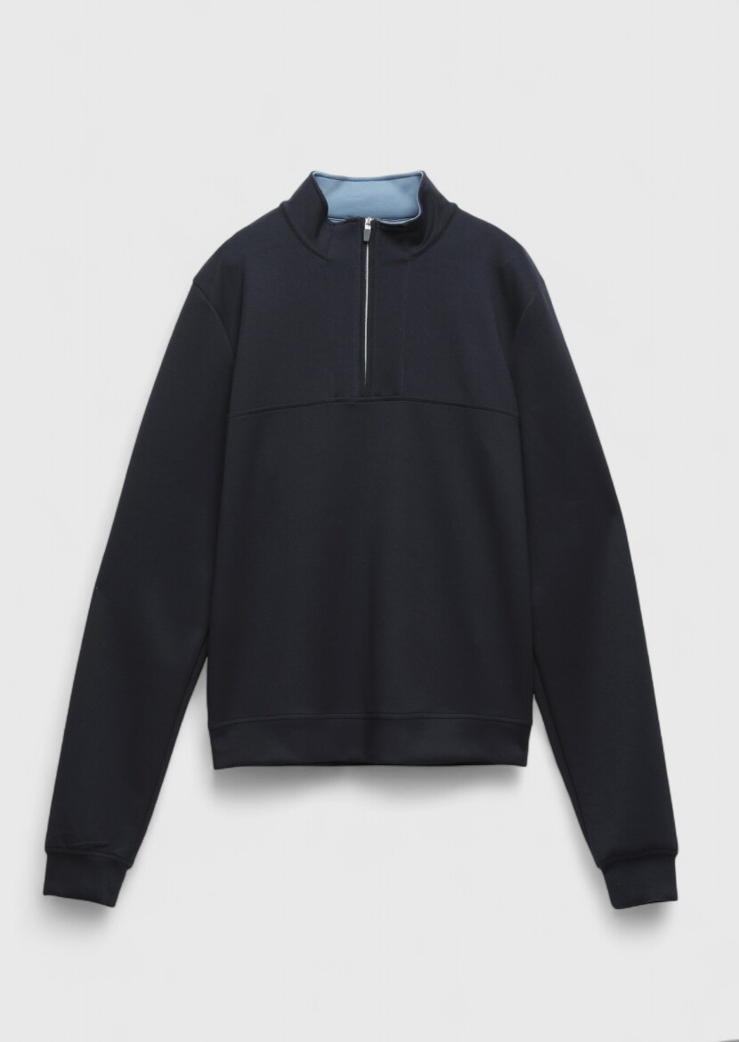 Navy Blue Turtleneck Plain Sweatshirt - 8