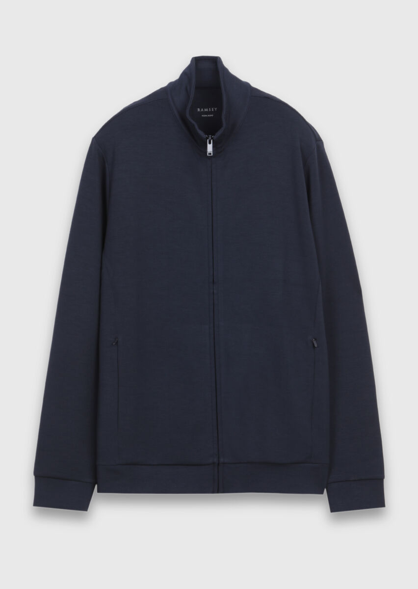 Navy Blue Turtleneck Plain Sweatshirt - 6