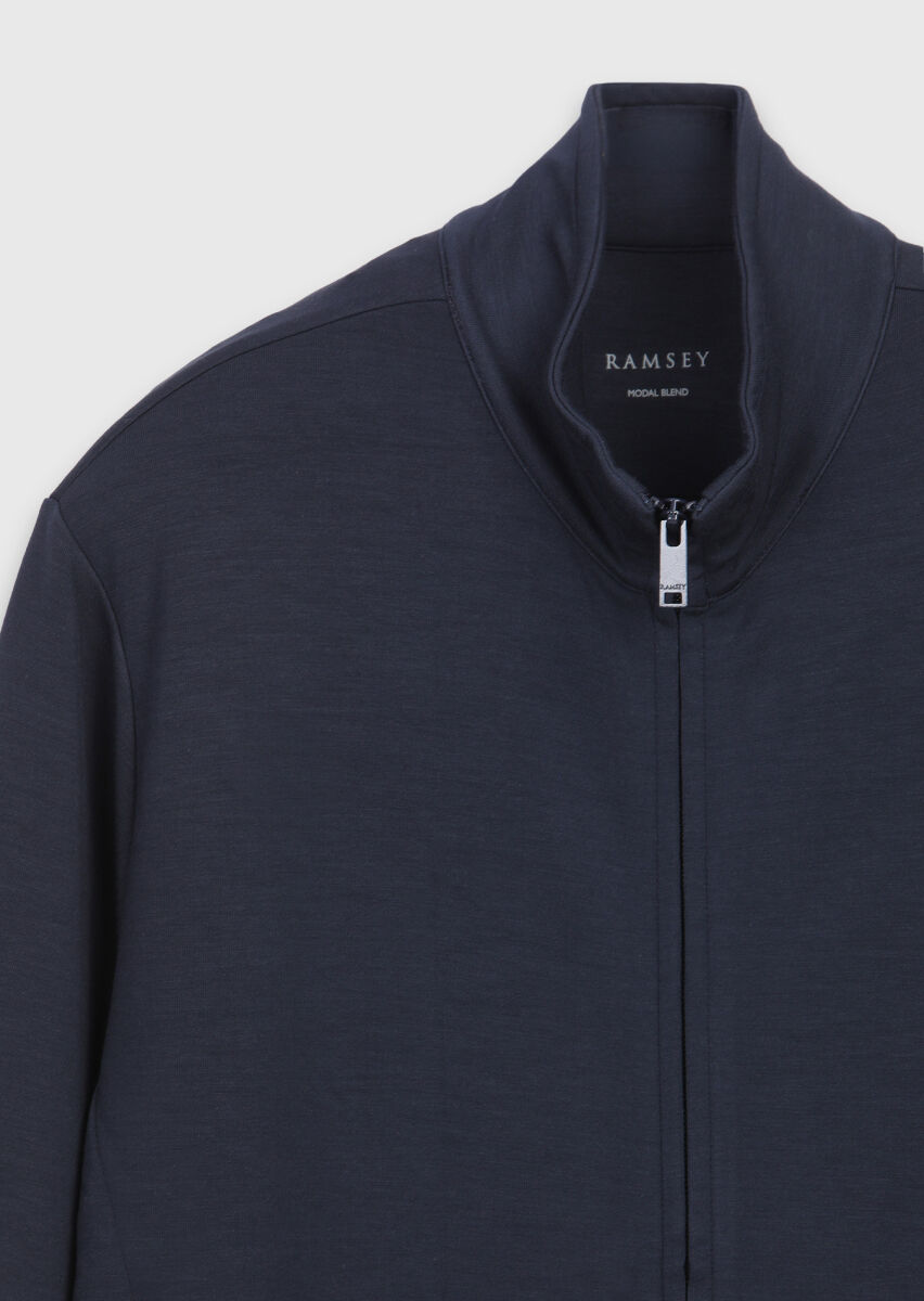 Navy Blue Turtleneck Plain Sweatshirt - 7