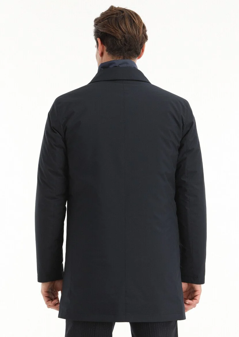 Navy Blue Twoinone Weaving Rain Coat - 5