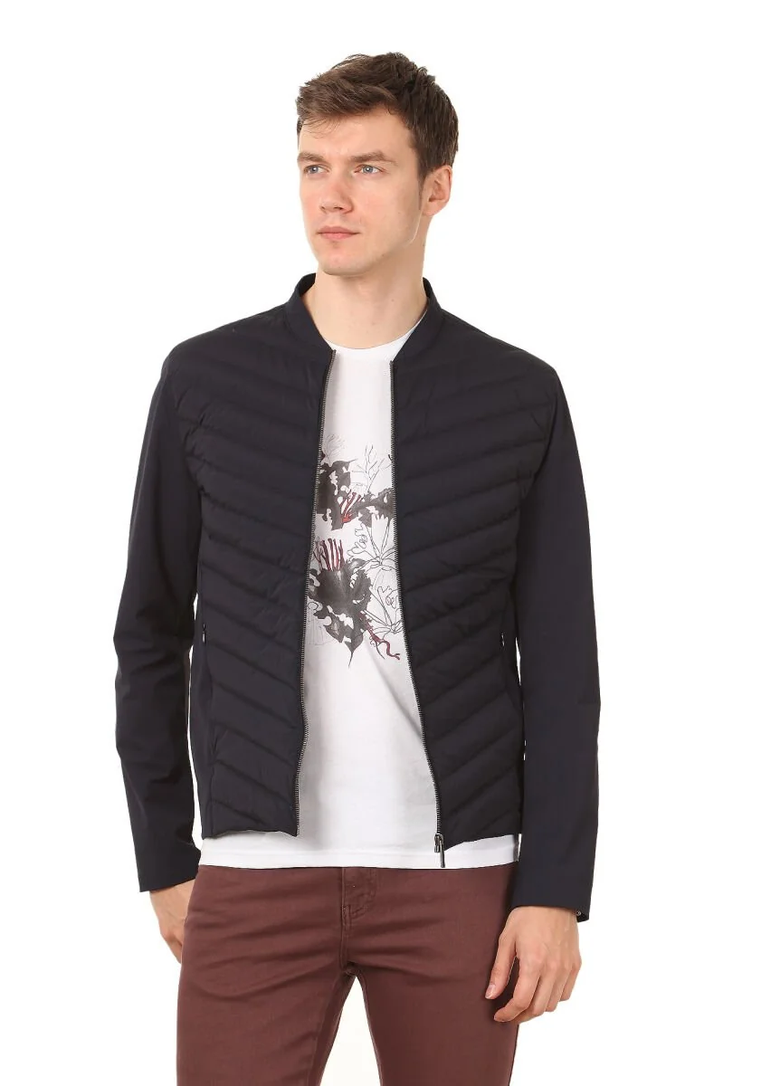 Navy Blue Weaving Coat - 2