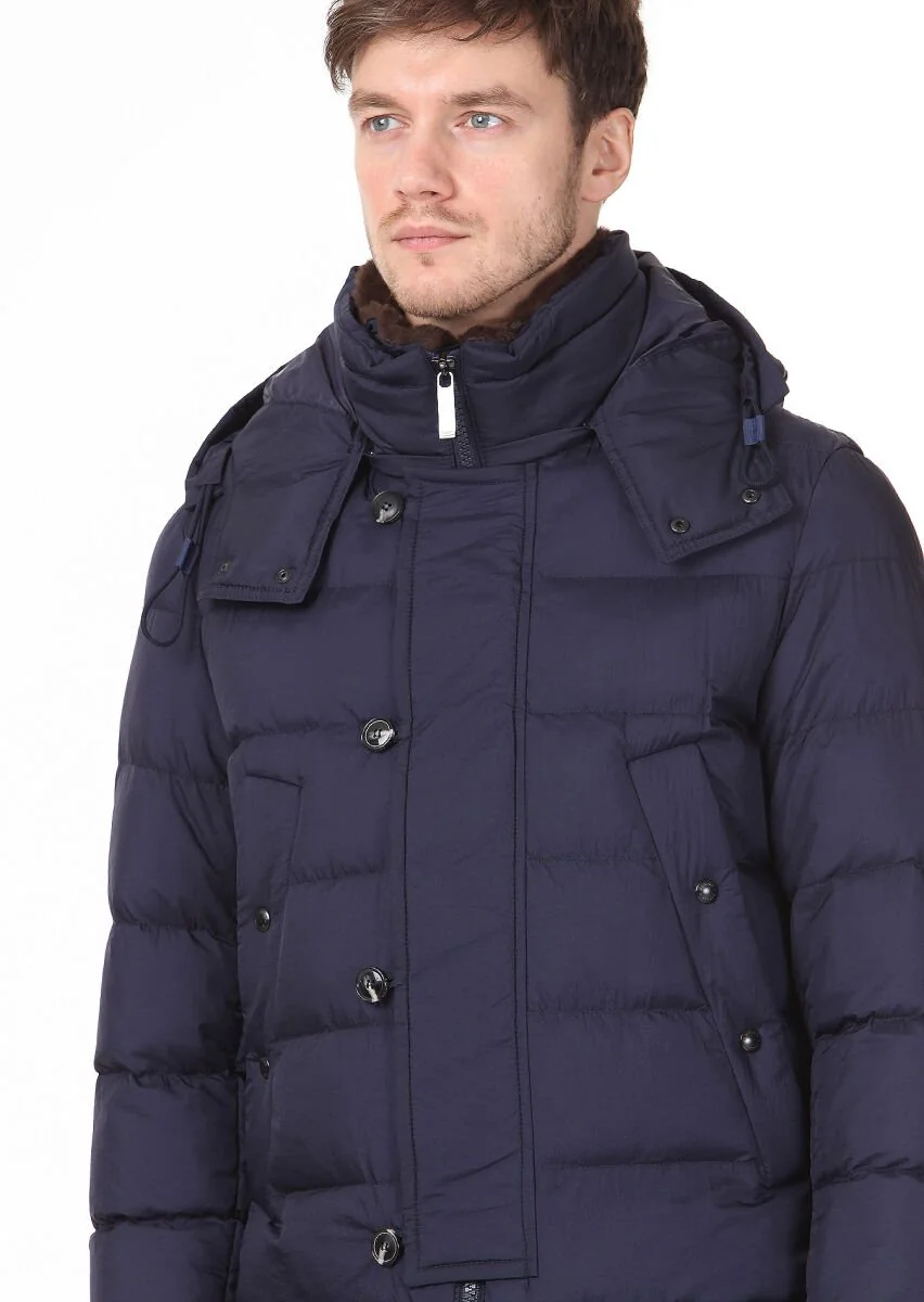 Navy Blue Weaving Coat - 4