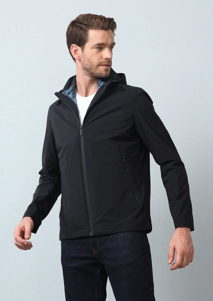 Navy Blue Weaving Coat - 1