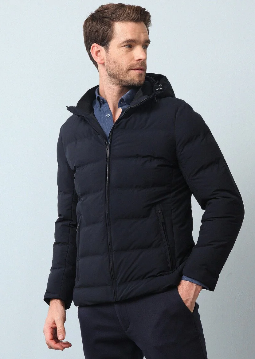 Navy Blue Weaving Coat - 2