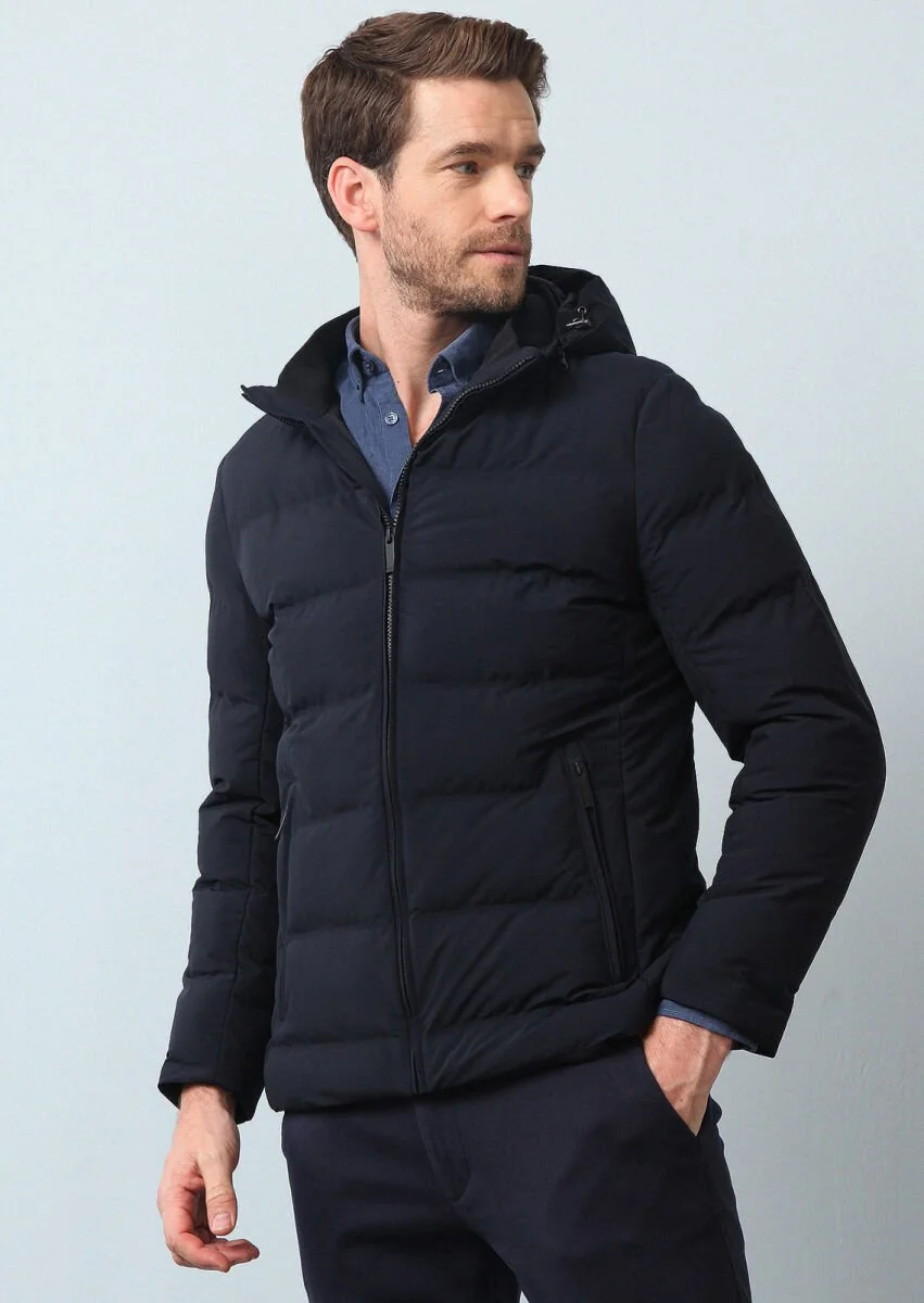 Navy Blue Weaving Coat - 2