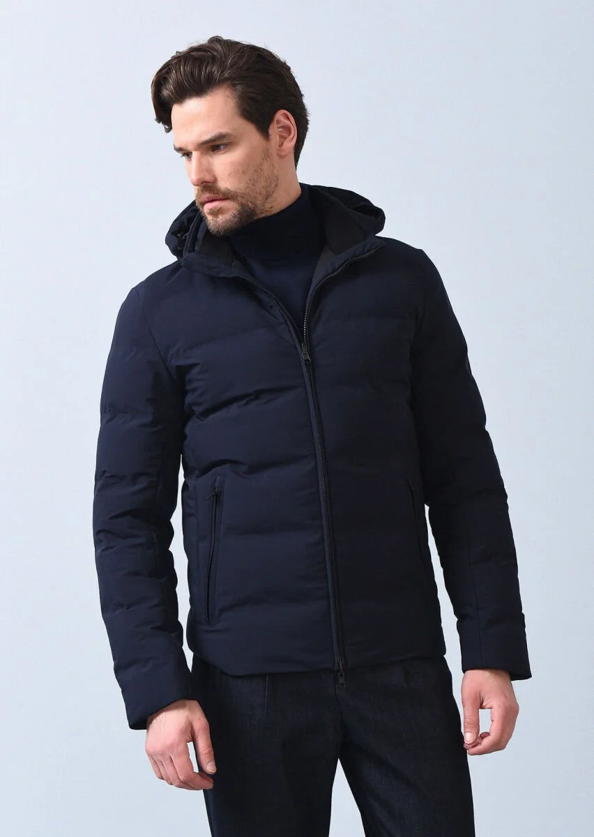 Navy Blue Weaving Coat - 4