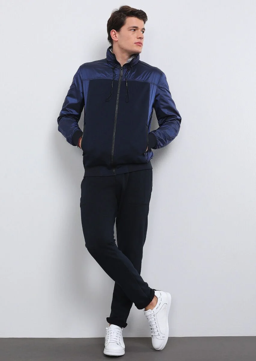 Navy Blue Weaving Coat - 3