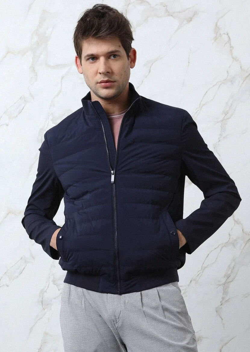 Navy Blue Weaving Coat 