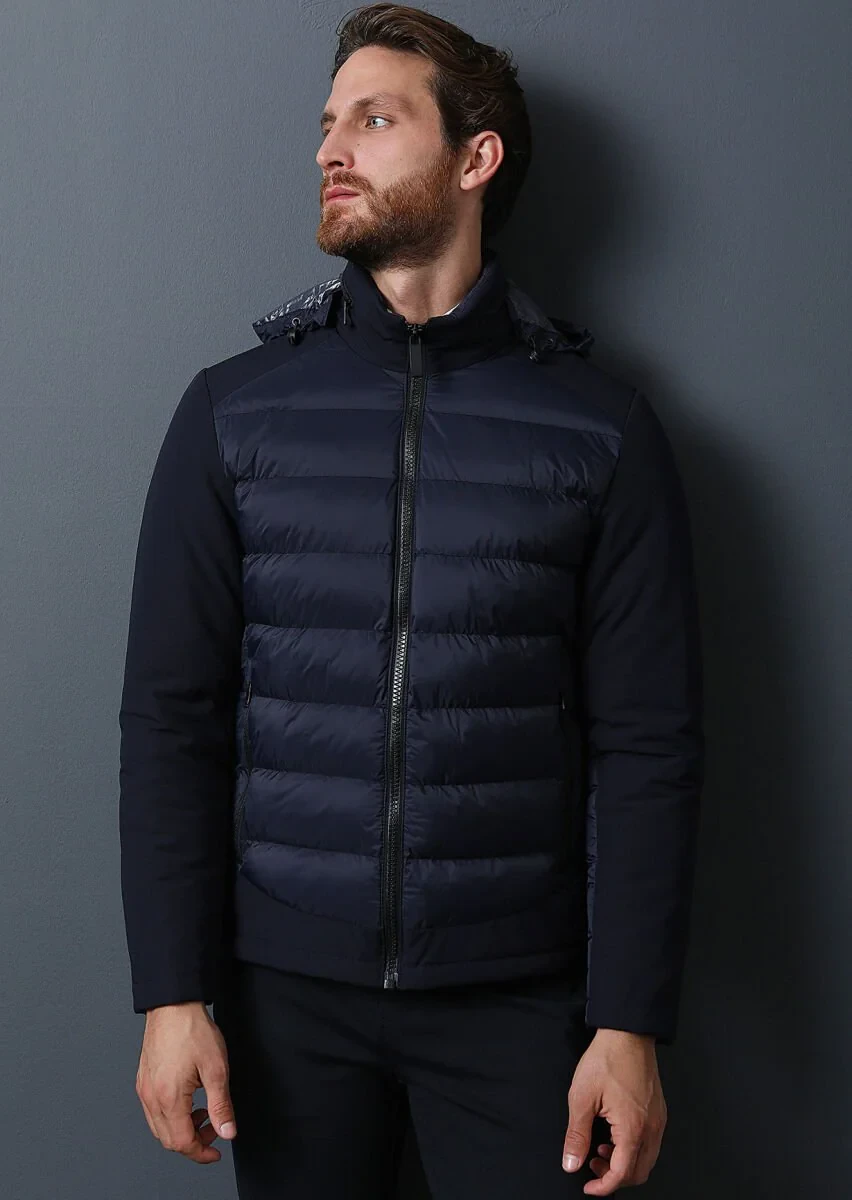 Navy Blue Weaving Coat - 2