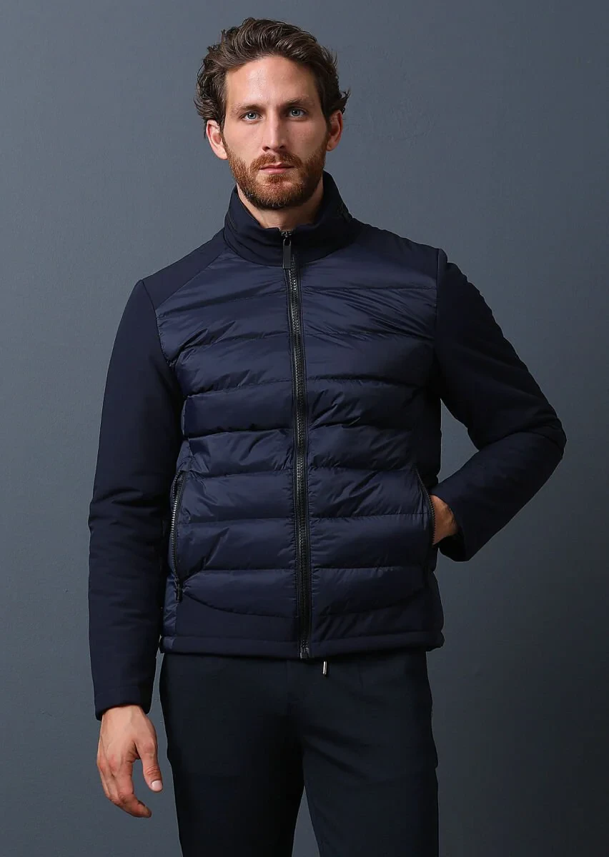 Navy Blue Weaving Coat - 4