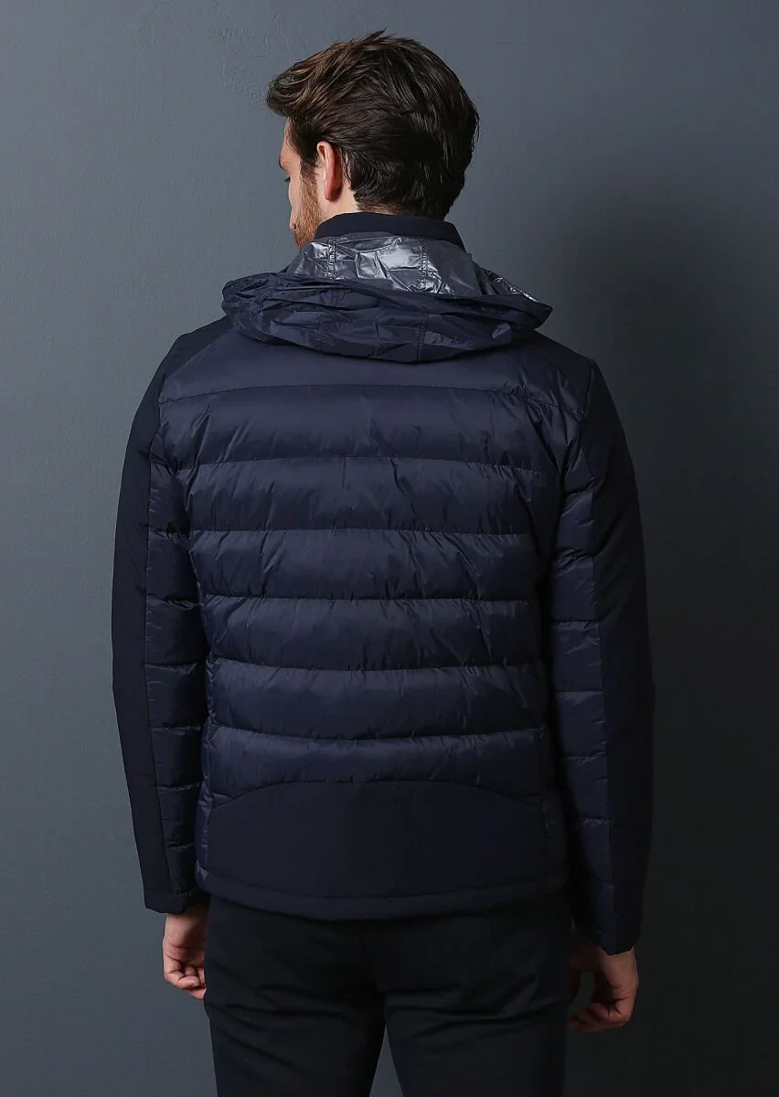 Navy Blue Weaving Coat - 5