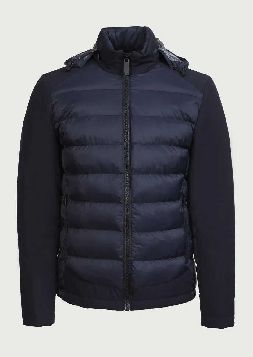 Navy Blue Weaving Coat - 6