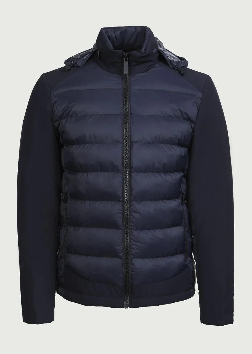 Navy Blue Weaving Coat - 6