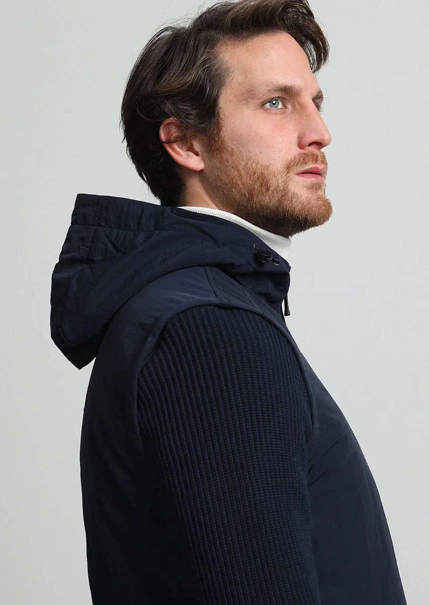 Navy Blue Weaving Coat - 2