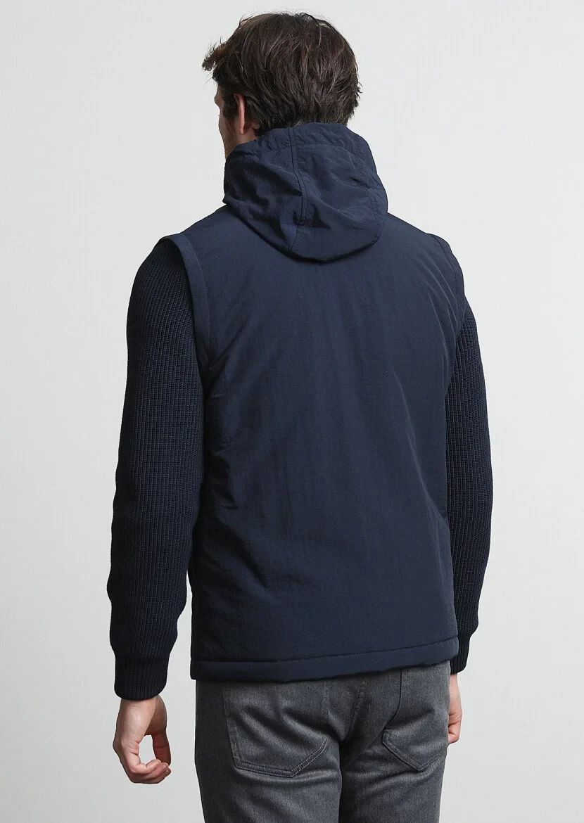 Navy Blue Weaving Coat - 4