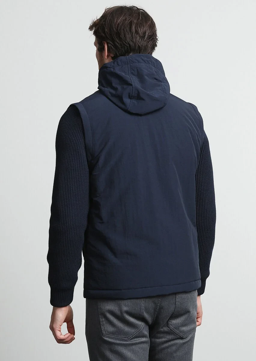Navy Blue Weaving Coat - 4