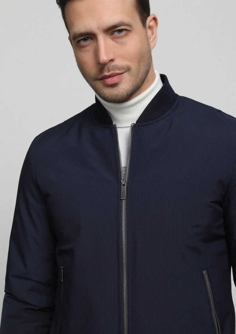 Navy Blue Weaving Coat 