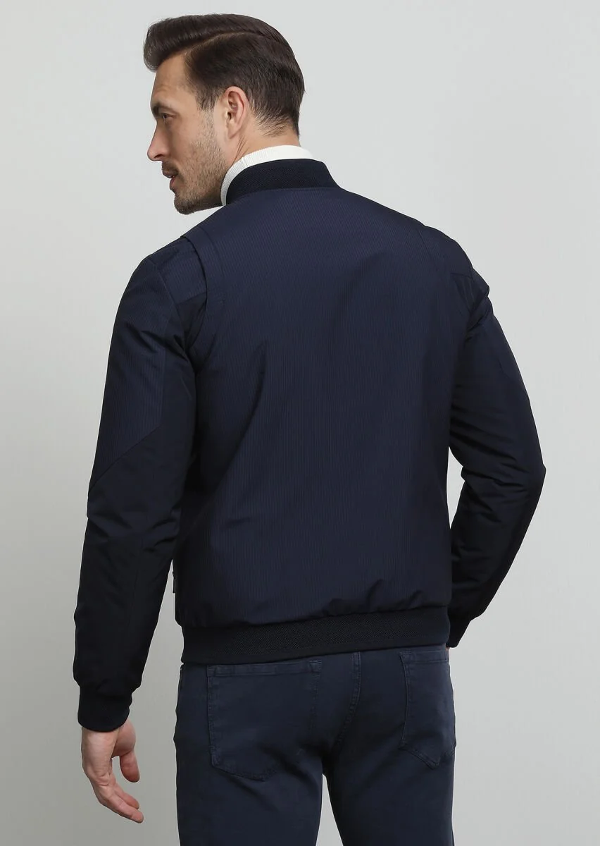 Navy Blue Weaving Coat - 4