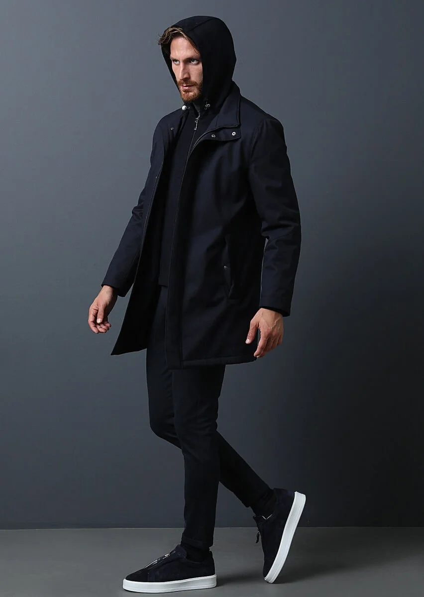 Navy Blue Weaving Coat - 2