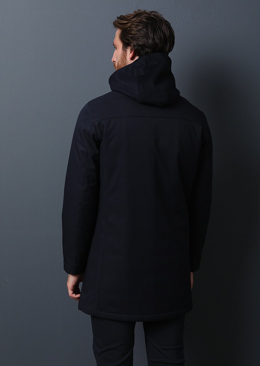 Navy Blue Weaving Coat - 5