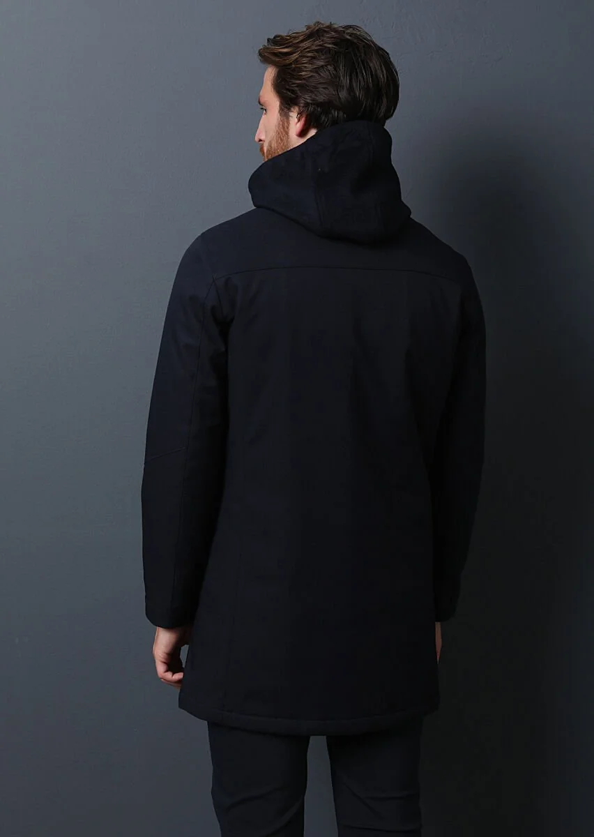 Navy Blue Weaving Coat - 5