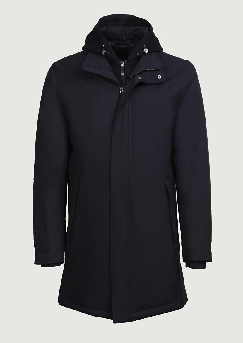 Navy Blue Weaving Coat - 6