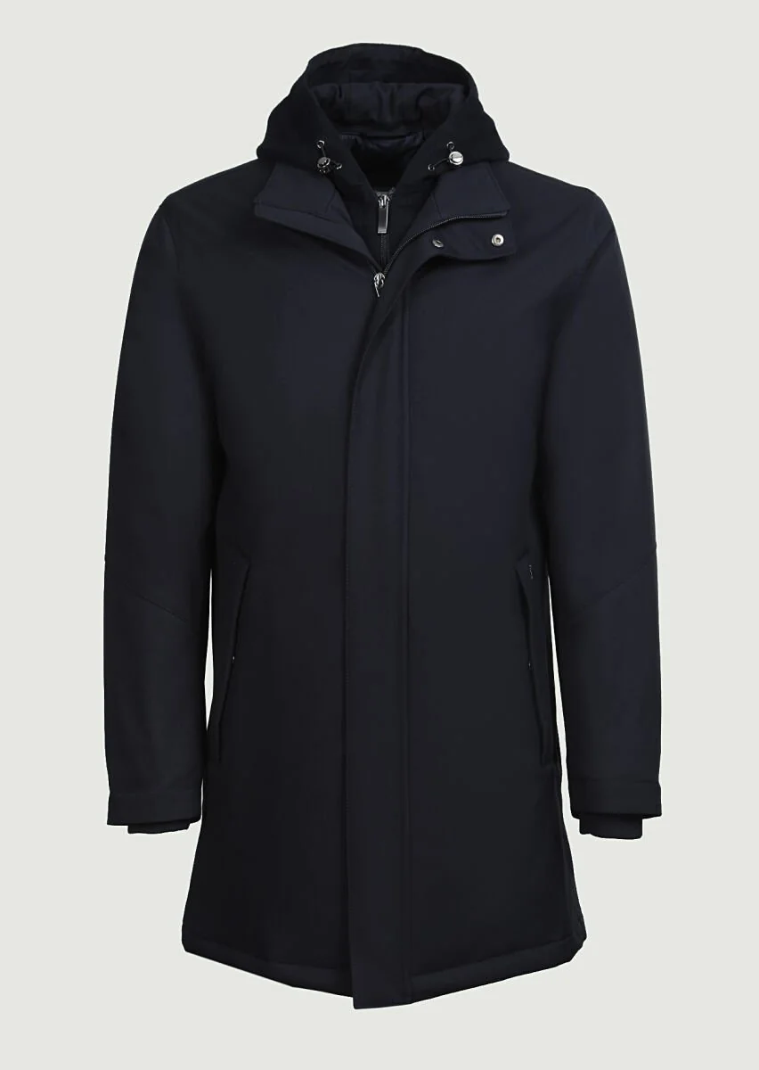 Navy Blue Weaving Coat - 6