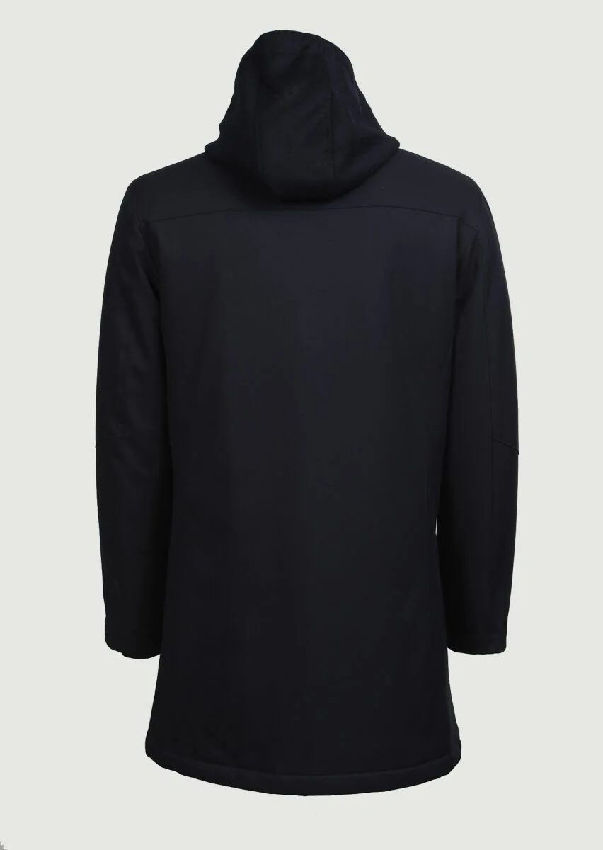 Navy Blue Weaving Coat - 7