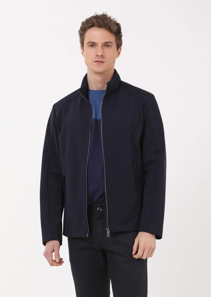 Navy Blue Weaving Coat - 2